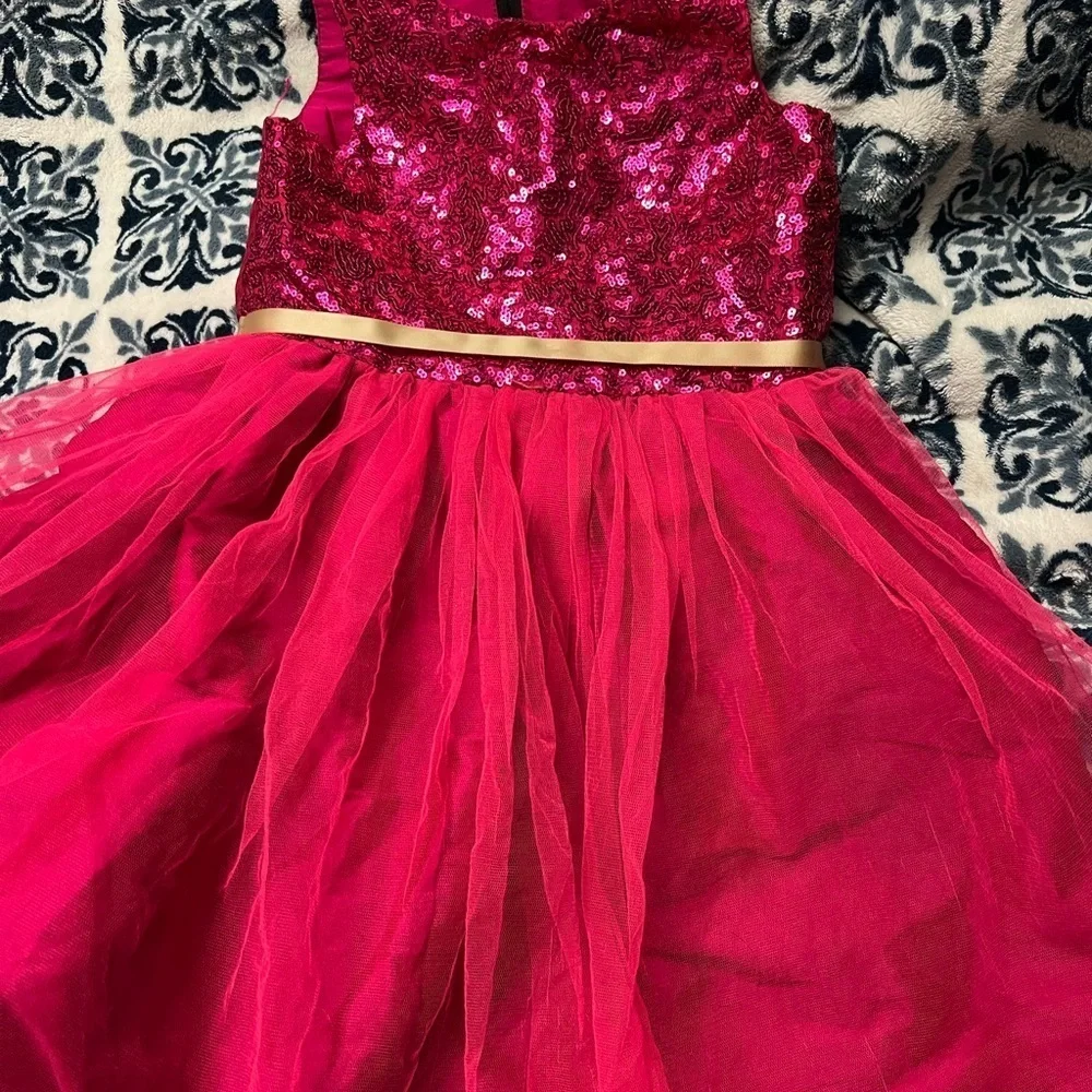 Oshkosh Long Sleeve Shirt Little Girls Sz 5/6 Pink Dress Roses Denim Jean Lot
